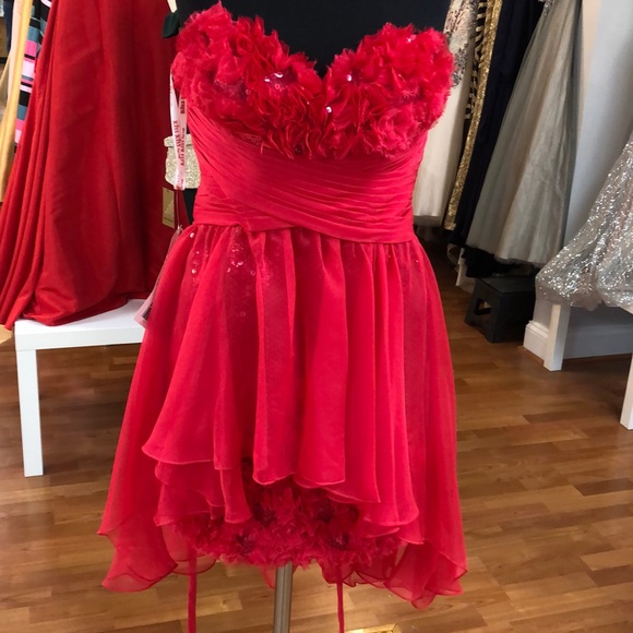 Kiss Kiss Dresses & Skirts - Red prom dress with red sequins